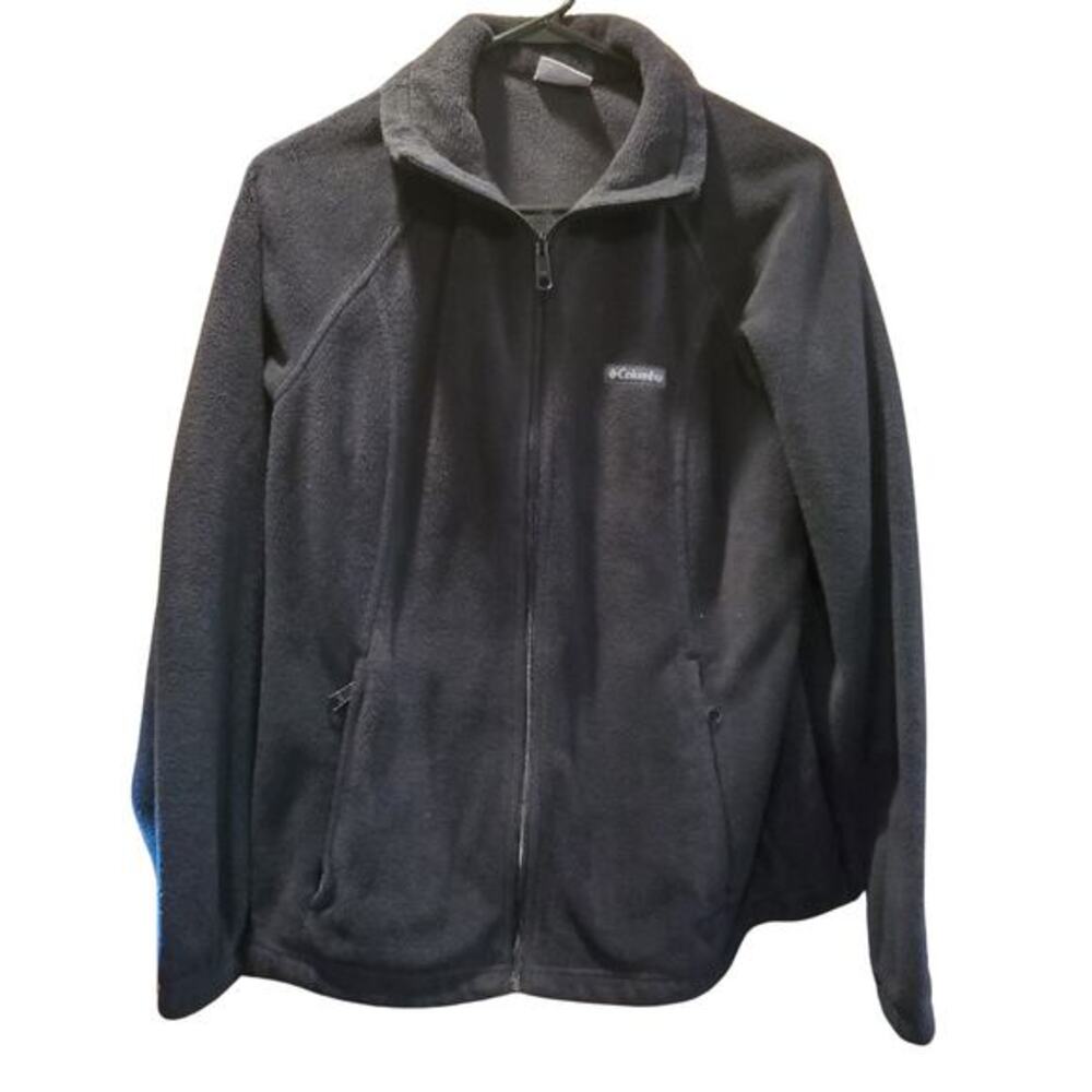 Columbia Sportswear Jacket Mens Sz L Black Fleece‎ Mock Neck Full Zip Pockets